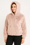 Truedames Plush Zip-up Hooded Jacket In Pink