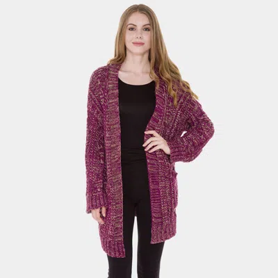 Truedames Pocket In Front Knit Long Cardigan In Brown