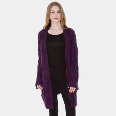 Truedames Pocket In Front Knit Long Cardigan In Purple