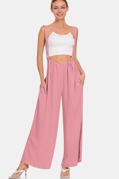 Truedames Pocketed Wide Strap Wide Leg Overalls In Multi