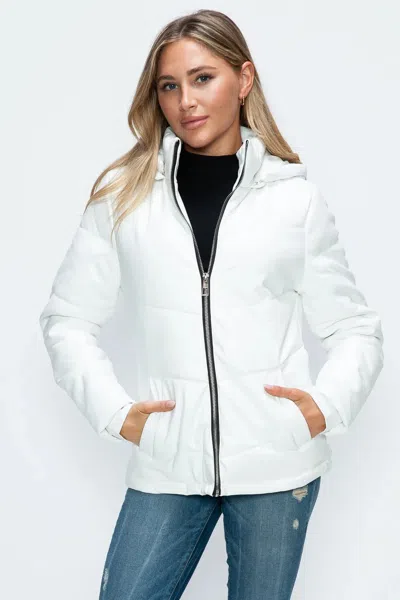 Truedames Pocketed Zip Up Puffer Jacket With Removable Hood In White