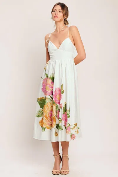 Truedames Poetic Bloom Woven Midi Dress In White