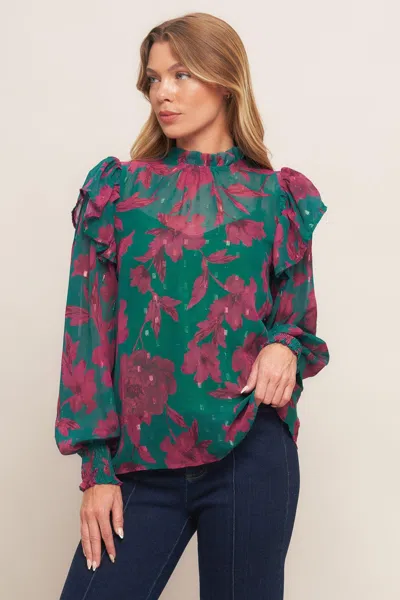 Truedames Poetic Garden Woven Top In Pink
