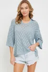 Truedames Pointelle Knit Top In Blue