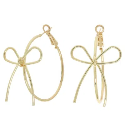 Truedames Polish Open Bow Wire Hoop Earrings In Gold
