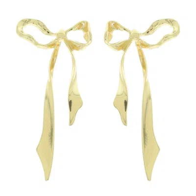 Truedames Polished Finish Bow Earrings In Gold
