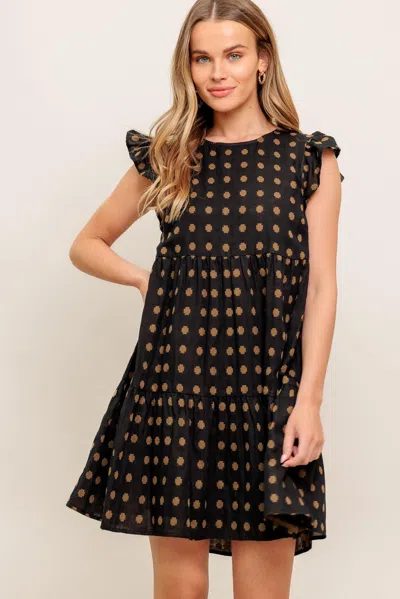 Truedames Polka Breeze Woven Mini Dress In Brown