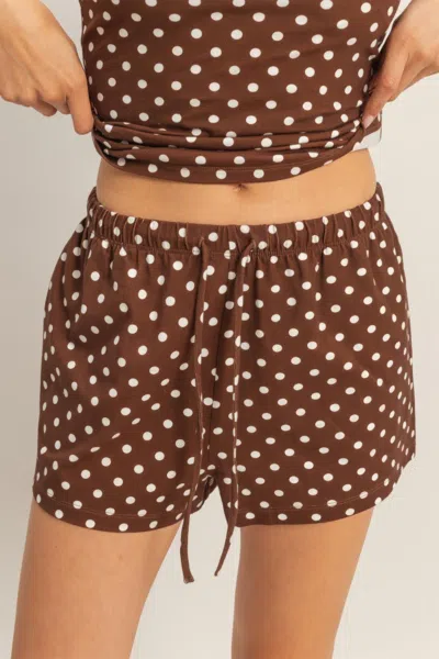 Truedames Polka Dot Drawstring Shorts In Brown