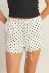 Truedames Polka Dot Drawstring Shorts In White