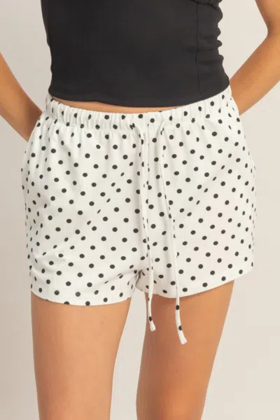 Truedames Polka Dot Drawstring Shorts In White