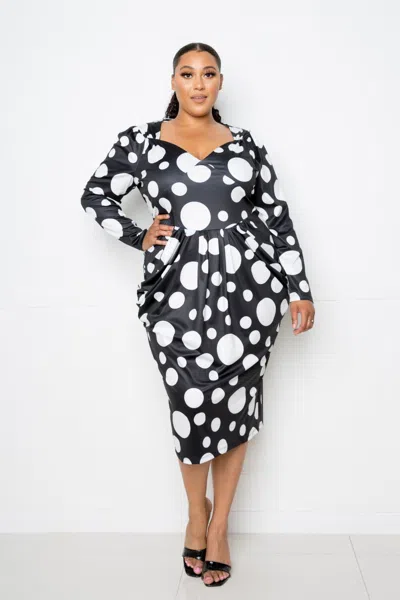 Truedames Polka Dot Drop Waist Ruched Midi Dress In Multi