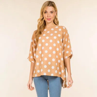 Truedames Polka Dot Pattern Loose Fit Poncho Top In Brown