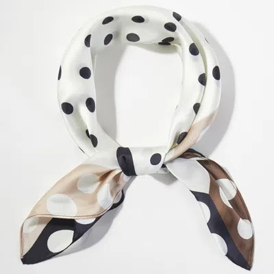 Truedames Polka Dot Pattern Square Bandana Scarf In White