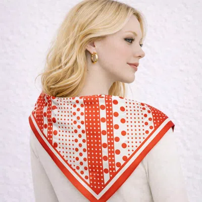 Truedames Polka Dot Print Square Bandana Scarf In Orange