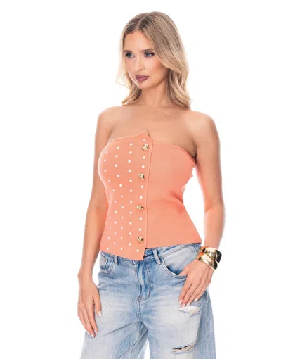 Truedames Polka Dot Top In Pink