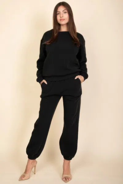 Truedames Poly Fleece Elastic Waist Joggers In Black