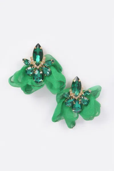 Truedames Polyester Flower Dangling Earring In Green