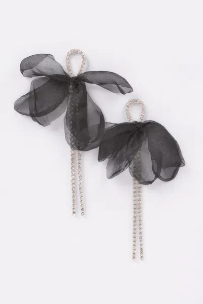 Truedames Polyester Flower Rhinestone Earring In Black