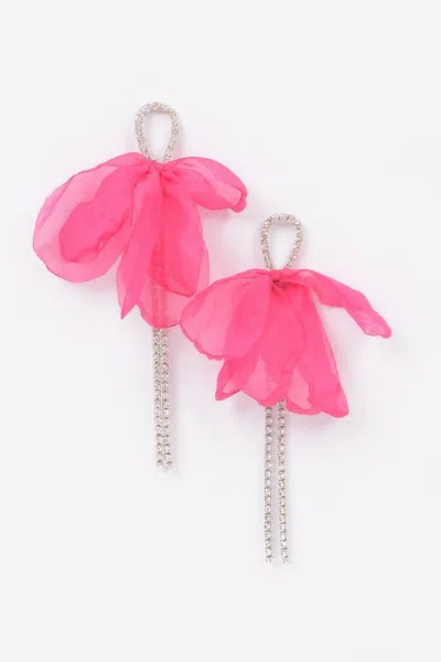 Truedames Polyester Flower Rhinestone Earring In Pink
