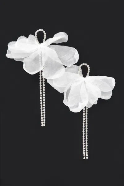 Truedames Polyester Flower Rhinestone Earring In White