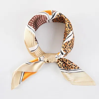 Truedames Pop Art Horse And Leopard Printed Square Silky Satin Bandana Scarf In Multi