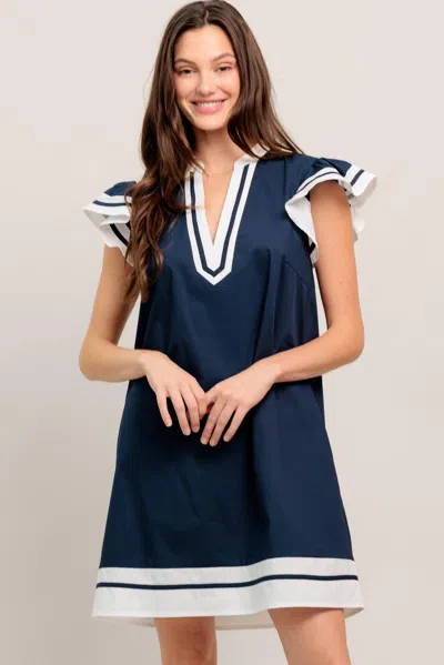 Truedames Portside Polish Woven Mini Dress In Blue