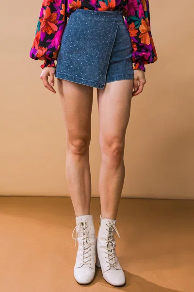 Truedames Posh Position Denim Skort In Multi
