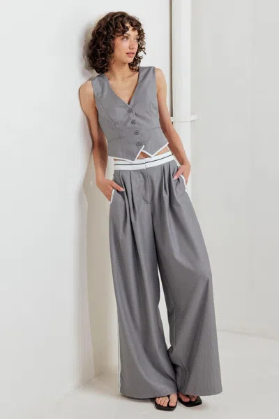 Truedames Power Lines Woven Pants In Gray