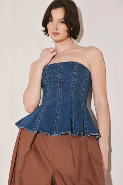 Truedames Power Play Denim Top In Blue
