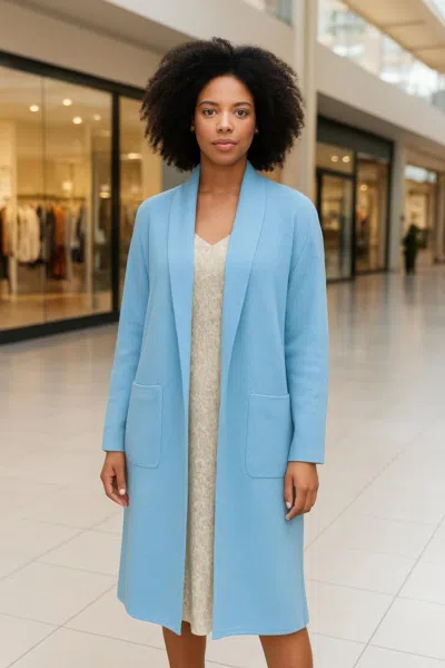 Truedames Premium Long Maxi Cardigan With Pockets Stretch In Blue