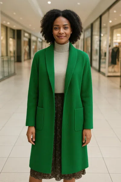 Truedames Premium Long Maxi Cardigan With Pockets Stretch In Green