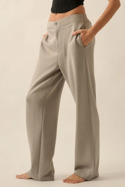 Truedames Premium Scuba High Waist Button Zip Up Fly Pants In White