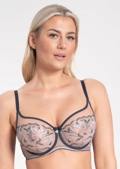 Truedames Premium Sheer Balconette Bra In Purple