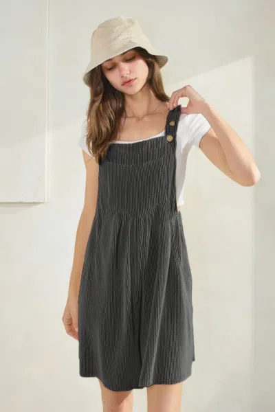 Truedames Prime Ribbed Knit Overall Romper In Gray