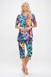 Truedames Print Bns Capri Pants Set In Multi