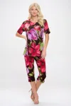 Truedames Print Bns Capri Pants Set In Multi