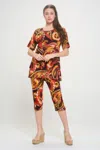 Truedames Print Bns Capri Pants Set In Multi