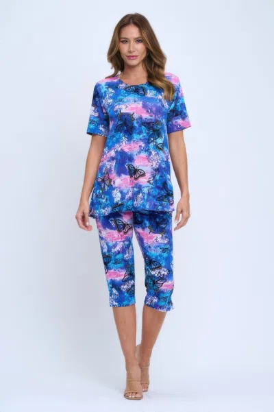 Truedames Print Bns Capri Pants Set In Purple