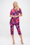 Truedames Print Bns Capri Pants Set In Purple