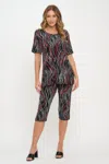 Truedames Print Bns Capri Pants Set In Red