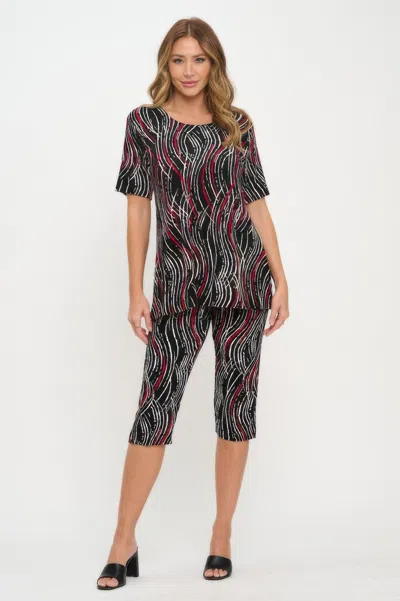 Truedames Print Bns Capri Pants Set In Red