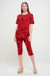 Truedames Print Bns Capri Pants Set In Red