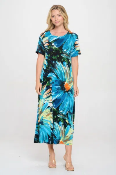 Truedames Print Bns Long Dress In Blue