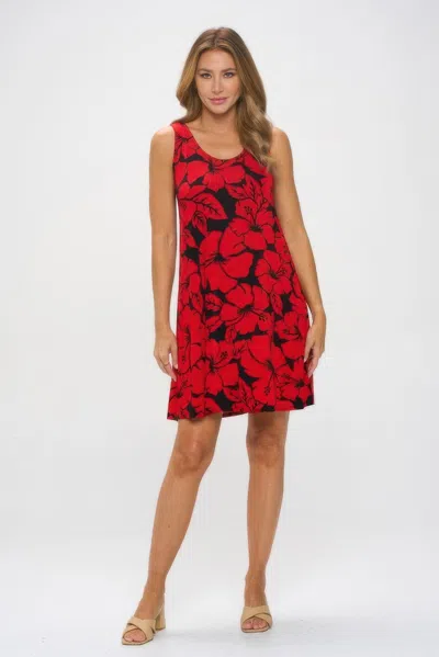 Truedames Print Bns Missy Tank Dress In Red