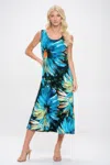 Truedames Print Bns Tank Long Dress In Blue
