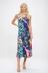 Truedames Print Bns Tank Long Dress In Multi