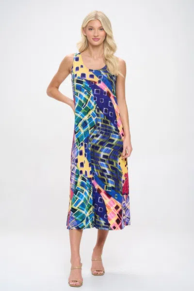 Truedames Print Bns Tank Long Dress In Multi