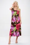 Truedames Print Bns Tank Long Dress In Multi