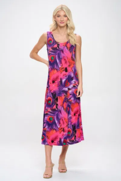 Truedames Print Bns Tank Long Dress In Purple
