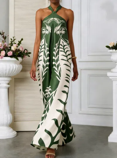 Truedames Printed Halter Neck Wide-leg Jumpsuit In Multi